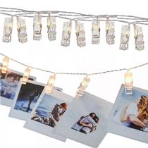 Varal Led 2Mt 10 Foto Fio Fita Luz Pregador Cordão Decoração