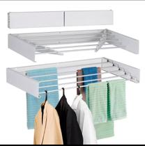 Varal Mágico Oculto Branco Retrátil Dobrável 100cm 6 Varetas