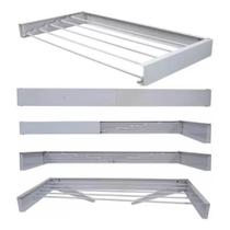Varal Magico Parede Retratil 100cm 6 varetas em aluminio Branco Varal Magico Parede Retratil 100cm 6 varetas em aluminio Branco