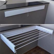 Varal Magico Parede Retratil 80cm 5 varetas Branco