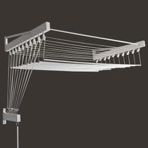 Varal Parede Individual 12 Varetas Alumínio 70 Cm Roldanas
