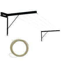 Varal Parede Retrátil Cor Preto Reforçado Fio Aço Revestido