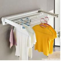 Varal Parede Retrátil Dobrável 5 Varetas 70cm Branco Aço inoxidável Suporta até 5kg