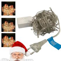 Varal Pisca Pisca 100 LEDs 9 Metros 8 Funções 127v Branco Frio Decoração Natalina enfeite de natal