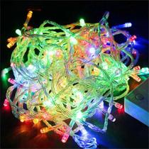 Varal Pisca Pisca de Natal Tradicional LEDs Coloridos de 9 Metros C/ 8 Funções 110v Cores