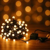 Varal PiscaPisca LED 4,5m 40 Bolinhas Branco Quente 8 Modos