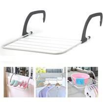 Varal Portátil Janela Porta Ajustável Apartamento Seca Roupa Pratico Mureta Aço