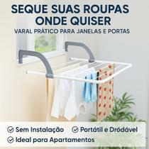 Varal Portátil Portas Janela Seca Roupa Apartamento Prático