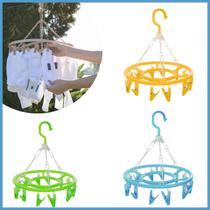 Varal Portátil Roupas Íntimas 12 Prendedores Coloridos Design Oval