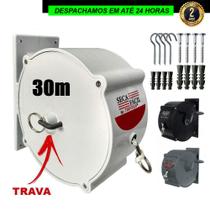 Varal Recolhivel Retratil Automatico Parede 30m Nylon De Parede Seca Fácil Trevisan Secalux