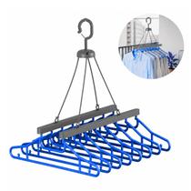 Varal Retratil 8 Cabides Apartamento Para Roupa Camisa Camiseta Recolhivel Cabideiro Azul Escuro Varal Retratil 8 Cabides Apartamento Para Roupa Camisa Camiseta Recolhivel Cabideiro Azul Escuro