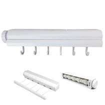 Varal Retratil de Parede 5 Cordas Extensivel 6 Ganchos Ajustavel Automatico Secador de Roupa Lavanderia Casa Apartamento Resistente Organizaçao