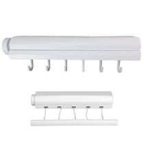 Varal Retratil de Parede 6 Ganchos 5 Cordas Ajustavel Extensivel Secador de Roupa Lavanderia Casa Apartamento Organizaçao