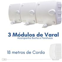 Varal Retrátil de Parede Automático Parafusos Bucha Para Fixação Prático Fácil Mexer Modular 3 Peças Cordas 18 Metros