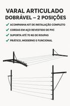 Varal retratil de parede muro mão francesa alfa varal