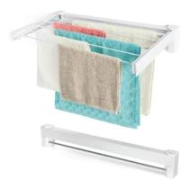 Varal Retrátil Dobrável De Parede 5 Varetas Branco Lavanderia Banheiro Sacada Ambientes Pequenos Suporte Secador Roupa