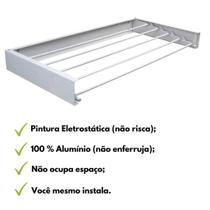 Varal Retrátil Dobrável de Parede 70cm Compacto, Prático e Perfeito para Espaços Pequenos Lavanderias, Sacadas, Banhei Varal Retrátil Dobrável de Parede 70cm Compacto, Prático e Perfeito para Espaços Pequenos Lavanderias, Sacadas, Banhei