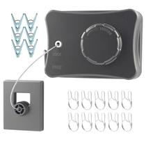 Varal retrátil Qiviluto para uso interno/externo de 5 m com clipes Varal retrátil Qiviluto para uso interno/externo de 5 m com clipes