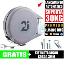 Varal Retrátil Recolhivel de Parede para uso Externo e Interno Extensivel até 15 metros de Distância