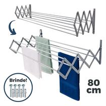 Varal Roupa Parede Sanfonado Alumínio Retrátil Grande Dobrável Recolhível Reforçado Apartamento 80cm Varal Roupa Parede Sanfonado Alumínio Retrátil Grande Dobrável Recolhível Reforçado Apartamento 80cm