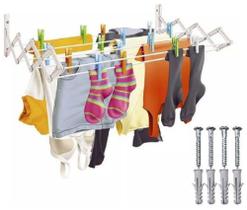 Varal Sanfonado Aço 120cm Branco Retrátil Com Parafusos Mor