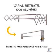 Varal Sanfonado Parede Alumínio 60cm Retrátil Apartamento - MARCA CONVERSAO