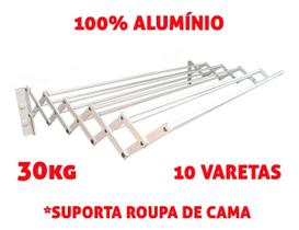 Varal Sanfonado Reforçado 100 Cm Parede Retrátil Alumínio Branco
