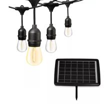 Varal Solar 20 Lampadas 12 Metros Placa Solar Led Filamento Cordao Decoraçao Festa Jardim Quintal Iluminaçao