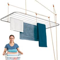 Varal Teto Grande Resistente Aço 90x56cm Roupa Branco Oferta