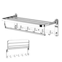 Varal Toalheiro Duplo Inox Prateleira Porta Toalha Roupa Banheiro Gancho Lavanderia Casa Pousada Hotel Utensilios Multiuso Organizaçao Varal Toalheiro Duplo Inox Prateleira Porta Toalha Roupa Banheiro Gancho Lavanderia Casa Pousada Hotel Utensilios Multiuso Organizaçao