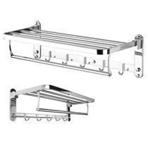 Varal Toalheiro Duplo Inox Prateleira Roupa Toalha Utensilios Banheiro Lavanderia Gancho Multiuso Casa Pousada Hotel Suporte Organizaçao Varal Toalheiro Duplo Inox Prateleira Roupa Toalha Utensilios Banheiro Lavanderia Gancho Multiuso Casa Pousada Hotel Suporte Organizaçao