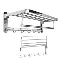 Varal Toalheiro Duplo Inox Prateleira Roupa Toalha Utensilios Banheiro Lavanderia Gancho Organizaçao Casa Pousada Armazenamento Suporte Multiuso Varal Toalheiro Duplo Inox Prateleira Roupa Toalha Utensilios Banheiro Lavanderia Gancho Organizaçao Casa Pousada Armazenamento Suporte Multiuso