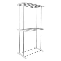 Varal Vertical De Roupa Dois Andares Em Plastico Aço Inox Prateleiras 120 cm