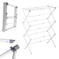 Varal Vertical Retrátil De Chão Branco 10 Kilos Portátil