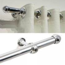 Varão de Cortina Cromado 3m 28mm Bastão Grosso Reforçado com Kit de Instalação