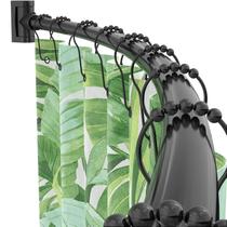 Varão de cortina de chuveiro curvo PrettyHome ajustável 97-183 cm preto Varão de cortina de chuveiro curvo PrettyHome ajustável 97-183 cm preto