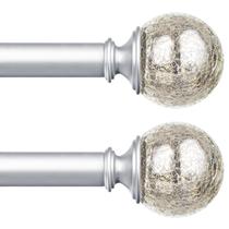 Varão de Cortina KAMANINA 81-147 cm Prata com Ponteiras de Vidro Varão de Cortina KAMANINA 81-147 cm Prata com Ponteiras de Vidro