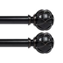 Varão de cortina KAMANINA Black Heavy Duty 70-210 cm com acabamento em rede Varão de cortina KAMANINA Black Heavy Duty 70-210 cm com acabamento em rede