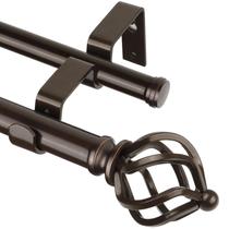 Varão de cortina KAMANINA Double 182-365 cm em bronze antigo com acabamentos Varão de cortina KAMANINA Double 182-365 cm em bronze antigo com acabamentos