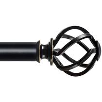 Varão de cortina KAMANINA preto 183-366 cm, extremidade de gaiola torcida, 2,5 cm