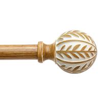 Varão de cortina QDWIS Boho Wood para janelas de 122 a 213 cm Maple Wood