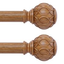 Varão de cortina TANGWIN Wood, 1 m, ajustável, 120 a 210 cm, pacote com 2 unidades, marrom