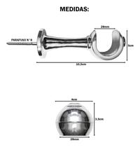 Varão de Ferro/Alumínio Para Cortina 2,5 Simples CROMADO 19mm