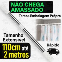 Varão Extensível Para Cortina de Banheiro 2m Alumínio Pressão