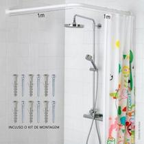 Varão Provador arco L 100x100 Cortina Banheiro Box Tubo Curvo De Aço Em L - Branco Varão Provador arco L 100x100 Cortina Banheiro Box Tubo Curvo De Aço Em L - Branco