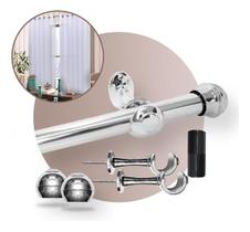 Varão Simples 1,50 Metros 19mm Para Cortina Cromado Kit Bastão Prateado Fino