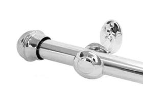 Varão Simples 2,00 Metros Prata Cromado 19 mm para Cortina com Ponteira e Suporte