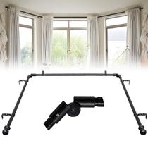 Vareta de cortina Bay Window ETICSIPA 1,5 m-4,7 m ajustável preta