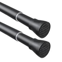 Vareta de cortina de tensão ZipGlo Black 2 peças de 70 a 120 cm, antiderrapante