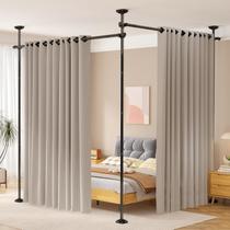 Vareta de cortina divisória de quarto SUNALLY ajustável 120-300 cm preta
